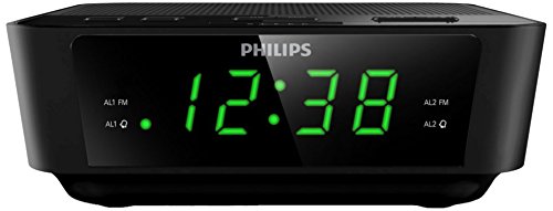 Philips AJ3116/12 - Radio Despertador (Doble Alarma, Snooze, FM Digital, sintonizador Digital), Negro