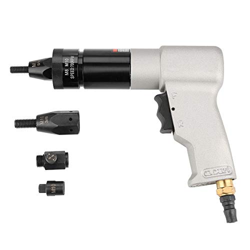 Pistola de remachado neumática Tuerca de extracción Herramienta de pistola de tuerca remachadora de aire automática con portabrocas con accesorios (KP-7323 M8/M10)