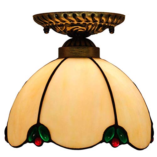 Plafón Tiffany lámpara de techo Domo, multicolor cristal Luminaire barroco estilo de mediterráneo para couloirs balcón cocina dormitorio entrada E27 Ø20 * H20 cm 8 Inch