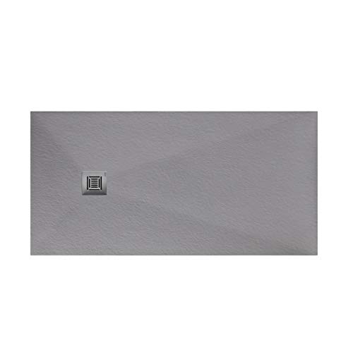 Plato de ducha rectangular de 140 x 70 x 3 centímetros, con válvula de desagüe, colección Suite N, color gris plata (Referencia: 6347445)