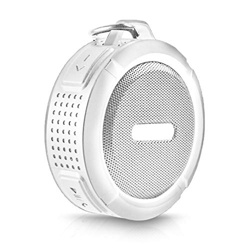 Portable Bluetooth Speaker, Waterproof Speaker with Powerful Bass, IP56 Water-Resistant, 66-foot Bluetooth Range, Works With Mobile Phones, Tablets, Laptops And Desktop Computersand More(White)