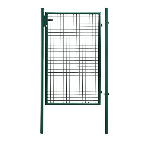 [pro.tec] Puerta de jardín galvanizado (200x106) Verde - Incluye Cerradura y 3 Llaves - Puerta de Valla