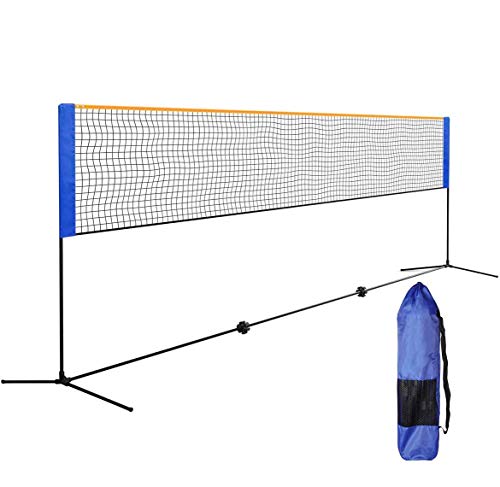 Qdreclod Redes de Bádminton Portátil con Soporte y Bolsa 4.1M Redes de Tenis Redes de Voleibol Redes Bádminton Altura Ajustable Red Tenis Bádminton para Deportes de Playa en Interiores al Aire Libre