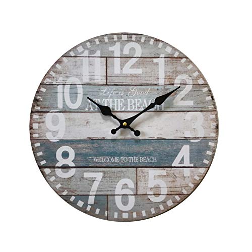 Rebecca Mobili Reloj Decorativo, Relojes de Pared, Estilo rústico, analógico, para salón - Medidas Ø 33,8 cm x P 4 cm (AxANxF) - Art. RE6144