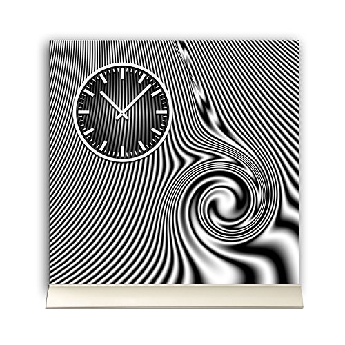 Reloj De Mesa 30 cmx30 cm Incluye soporte de aluminio – Diseño Moderno Gris Negro Peaceful cuarzo – Reloj de pared de DIXTIME Reloj de pie tu3159