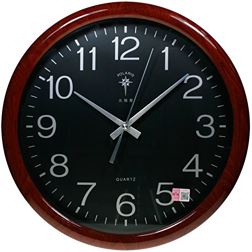 Reloj de pared analógico redondo - Esfera negra - Movimiento contínuo, no hace TIC-TAC - Mod.2901 (Diámetro 36 cm)
