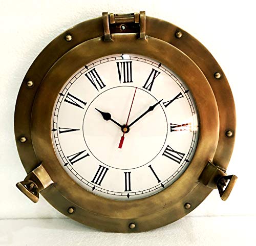 Reloj de pared náutico de latón antiguo de 30,48 cm para decoración del hogar