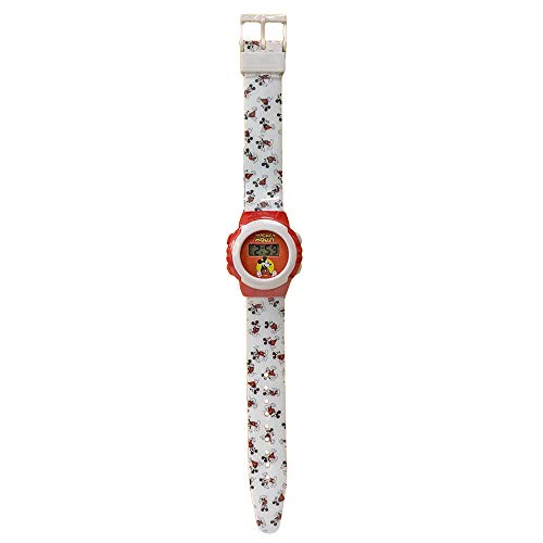 Reloj de pulsera digital para niños Disney Mickey Mouse 1647 Blanco-Rojo -