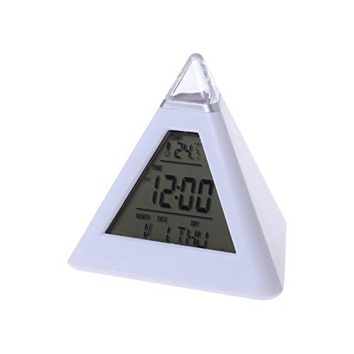 Reloj Despertador Triángulo Tiempo Pirámide 7 Led Cambio De Color Digital Alarma LCD Reloj Termómetro Nuevo