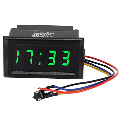 Reloj electrónico para coche, DC4.5V-30V Reloj electrónico automático para coche con pantalla digital LED a prueba de polvo impermeable(Verde)