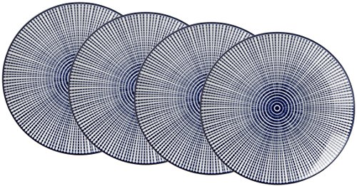 Ritzenhoff & Breker Speiseteller-Set Royal Makoto, 4-Teilig, 26,5 cm Durchmesser Vajilla, Porcelana, Azul/Blanco, 26.50 x 26.50 x 3.00 cm, 4 Unidades