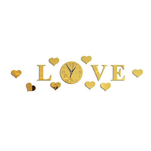 RUANRUAN Nuevo Hogar Creativo Amor Amor Espejo Acrílico Reloj De Pared Decorativo Etiqueta De La Pared Reloj De Pared Impermeable Protección Del Medio Ambiente