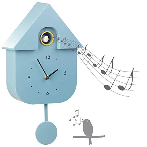 St. Leonhard Relój de péndulo: Reloj de Cuco de Cuarzo Moderno con Voz de pájaro y Descanso Nocturno automático (Reloj cucú Moderno)
