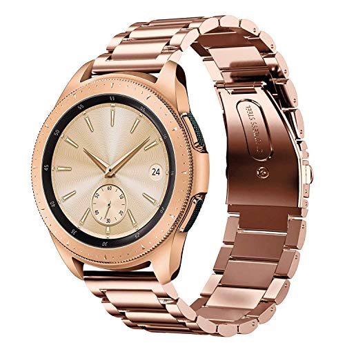 SUNDAREE Compatible con Correa Galaxy Watch 42MM,20MM Metal Acero Inoxidable Reemplazo Band Pulseras Reloj Inteligente Correa para Samsung Galaxy Watch 42/Galaxy Watch Active/S2 Claasic(42 Oro Rosa)