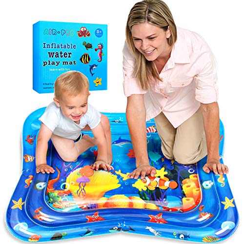 Swonuk Inflatable Water Play Mat 101 * 81 * 9, Estera de agua inflable Tummy Time, Diversión, Interior&Exterior Pad para Bebés&Chicos|Gran Tummy Time Actividad