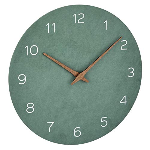 TFA Dostmann Reloj de Pared analógico, 60.3054.04, Efecto Madera, Movimiento de Cuarzo con batería de Larga duración, Verde Jade, Fibra de Madera DM, 297 x 45 x 297 mm