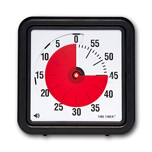 Time Timer Original Medio 20x20 cm; Temporizador visual de 60 minutos - Reloj de cuenta regresiva para el aula o reuniones con niños y adultos (negro)
