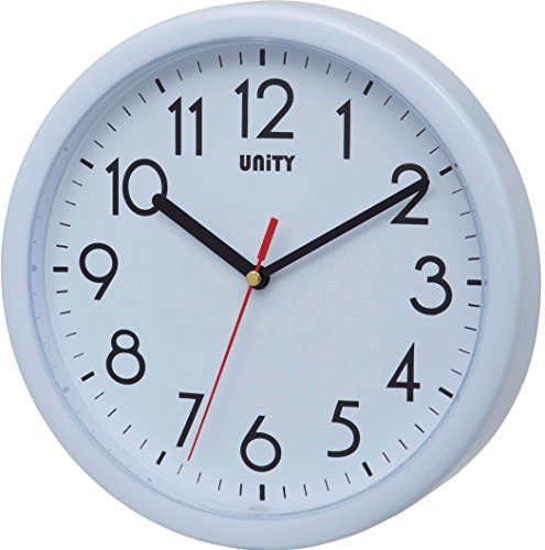 Unity Hastings- Reloj de Pared, silencioso, Moderno, 22 cm, plástico, Blanco, 22 x 22 x 5 cm