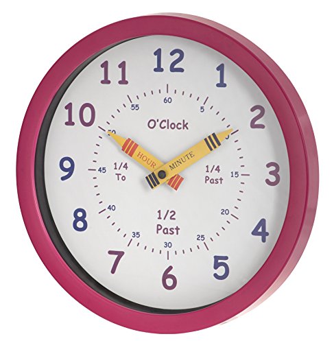 Unity - Reloj de Pared para niños Henley 'Aprende Las Horas', 25 cm, Color Rosa