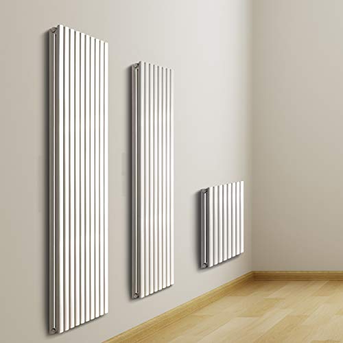 VILSTEIN Radiador de pared de doble capa, conexión central y conexión lateral, 600 x 480 mm, vertical, color blanco