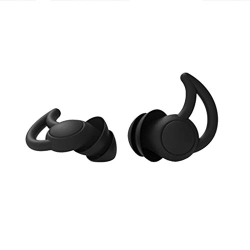 WE-WHLL 1 par de Tapones para los oídos de Silicona Suave Tapones para los oídos con reducción de Ruido de Viaje cónicos Protector de oídos con Aislamiento acústico para Dormir 2/3 Capas-Negro-1