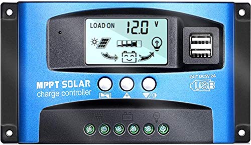 Y&H Regulador de carga del panel solar con monitorización automática del enfoque MPPT 40 A 12 V/24 V con doble puerto USB, pantalla LCD, modelo: Wanderer BL912