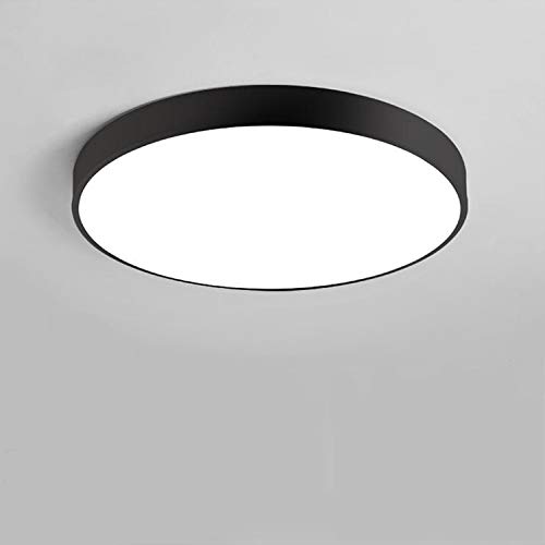 YJHome Plafón LED 18W Plafón redondo blanco natural 4000K cilíndrico ultrafino Ø30cm IP54 moderno para balcón, baño, cocina, dormitorio [Clase de eficiencia energética A +] (negro)