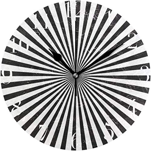 Zseeda Radiante Línea en Blanco y Negro Silencioso Sin tictac Reloj de Pared de acrílico Redondo Reloj de Oficina en casa Reloj Escolar
