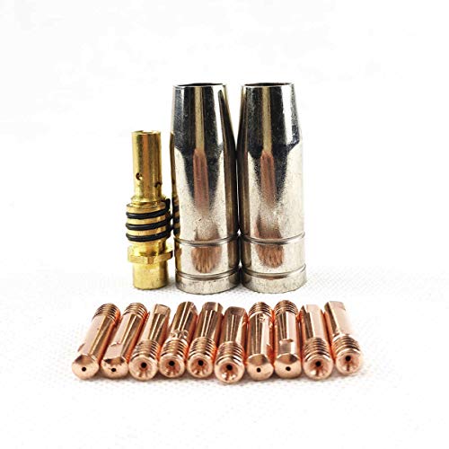 13 piezas 15AK de antorcha de soldadura consumibles 0,6 mm, 0,8 mm, 0,9 mm, 1,0 mm, 1,2 mm, soporte de boquilla de gas para máquina de soldadura 15AK 14AK MIG MAG (0,8 mm)