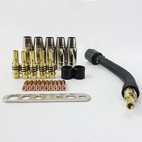 24 piezas 15AK Linterna/Pistola consumibles, boquilla de gas/puntas/soporte puntas de cuello de ganso, para máquina de soldadura MIG/MAG
