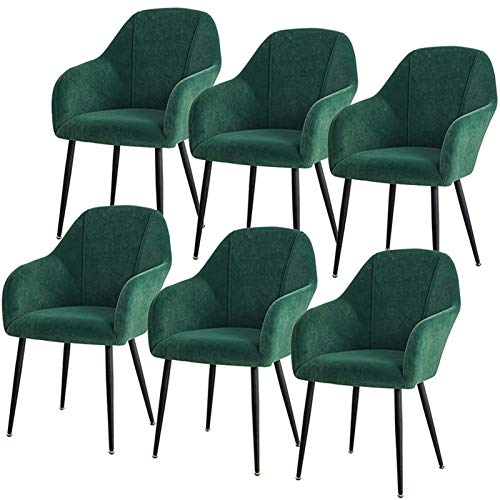 6pcs Velvet Dining Chair Modern Leisure Armchair Living Room Chair Home Desk Chair Accent Chair with Sturdy Metal Legs Can Bear 150KG (Color : Green, Size : Black Legs)