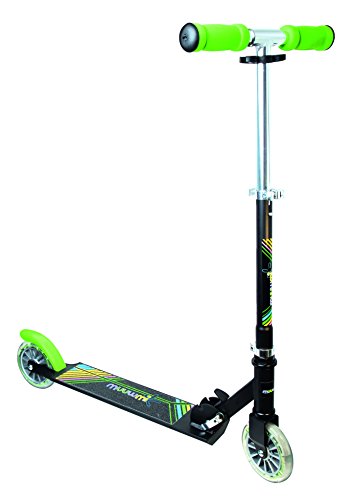 Authentic Sports & Toys GmbH – Scooter de Aluminio muuwmi Neon 125 mm, con Luces en Las Ruedas, Color Negro/Verde