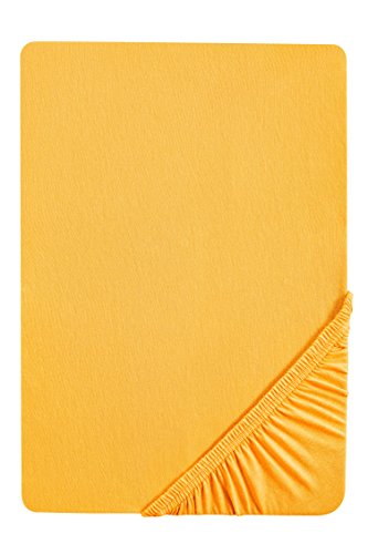 Biberna 77155/530/040 - Sábana bajera ajustable elástica, para una cama individual de 90 x 190 cm hasta 100 x 200 cm, color amarillo