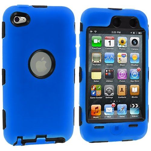 Blue Deluxe Hybrid Premium Rugged Hard Soft Case Skin Cover for iPod Touch 4th Generation 4G 4