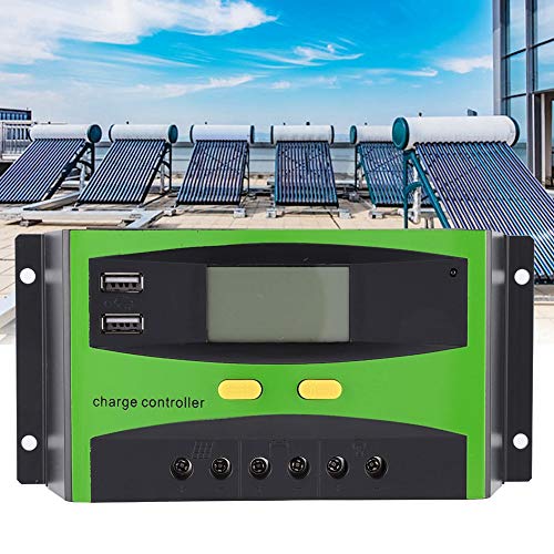 Controlador de carga, controlador de carga solar, pantalla LCD resistente al agua USB dual duradero para luces solares de jardín Sistemas solares domésticos