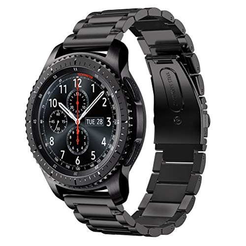 DD Correa Compatible con Galaxy Watch 46mm / Galaxy Watch 3 45mm / Samsung Gear S3 Frontier/Classic Smartwatch/Huawei Watch GT, 22mm Acero Inoxidable Repuesto Reloj Banda Pulseras (Negro)
