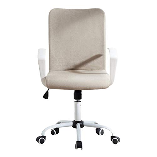 Desk Task Computer Chair - Modern Fabric Low Back Office Chair with Adjustable Height, for Reception Dinning Conference Room (Color : Beige)
