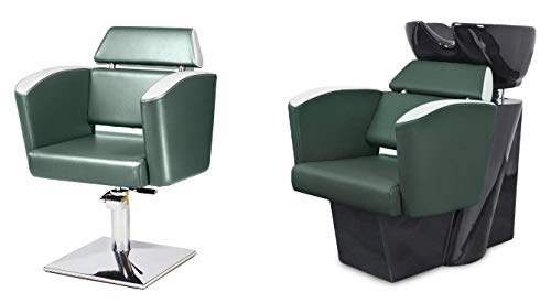 El juego de muebles de peluquería Steo 2 sillones de peluquería hidraulica de altura ajustable + 1 lavacabezas de peluquería, silla para barbería, salones de belleza, colores tapicerías
