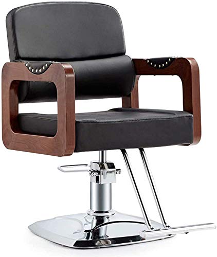 Elegante silla oficina, silla giratoria Silla de barbero hidráulico ajustable | Silla reclinadora giratoria de cuero de PU | Sillón de sillón de espalda alta con taburete de reposapiés ( Color : A )