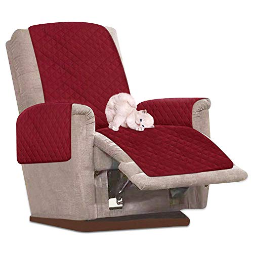 Enjoygoeu Funda de sillón impermeable reclinable Relax - Funda acolchada para sofá de 1 plaza (vino rojo)