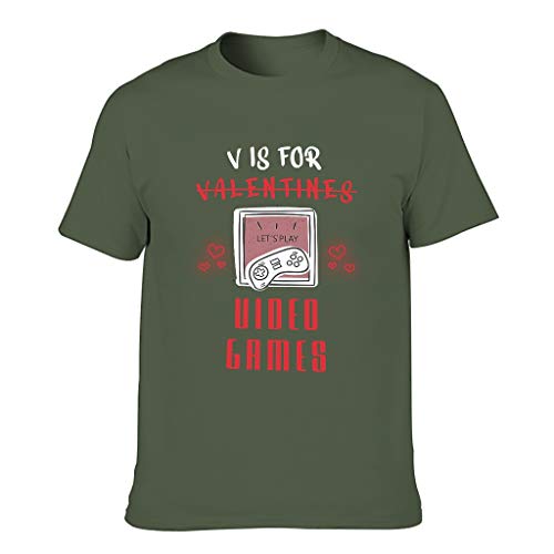 FFanClassic Camiseta de algodón para hombre con diseño de V es para San Valentín y divertida, elegante
