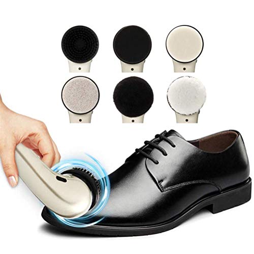 FHKBK Pulidor de Zapatos eléctrico de Mano, Kit de limpiabotas Recargable USB con 6 Cabezales de Cepillo, Cuidado de Cuero multifunción portátil para Zapatos, Bolsos, sofá