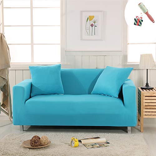 Funda Sofá de 3 plazas Universal Estiramiento, Morbuy Color sólido Cubierta de Sofá Cubre Sofá Funda Furniture Protector Antideslizante Elastic Soft Sofa Couch Cover (1 plazas,Azul)