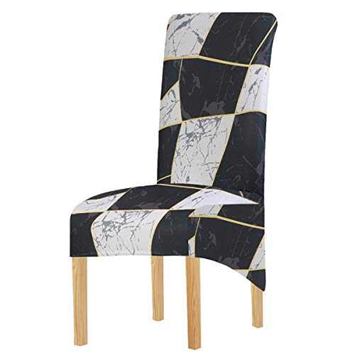 Fundas de silla elásticas de tamaño XL para sillas de comedor, diseño de rayas geométricas, extraíbles, lavables y cortas, para cocina, bar, hotel y boda (Multi8, juego de 4)