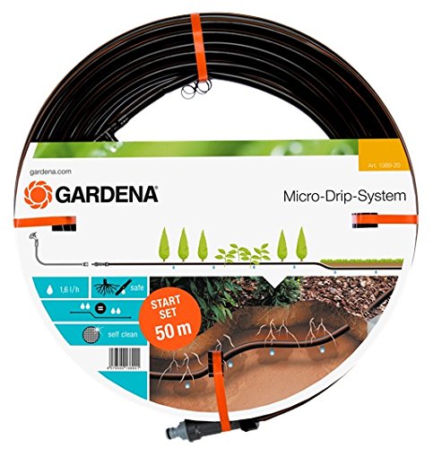 GARDENA 1389-20 - Set de inicio con tubo de goteo subterráneo para hileras de plantas, 13.7 mm: manguera de goteo para un riego eficaz que ahorra agua