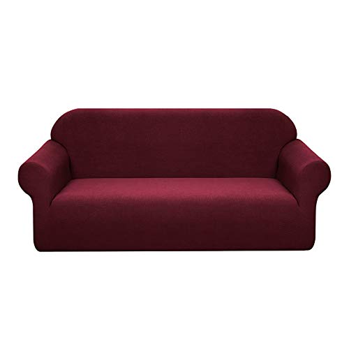 Granbest - Funda de sofá impermeable de 3 plazas con reposabrazos, revestimiento de sofá extensible jacquard para sala de estar (3 plazas, color rojo Vineu)
