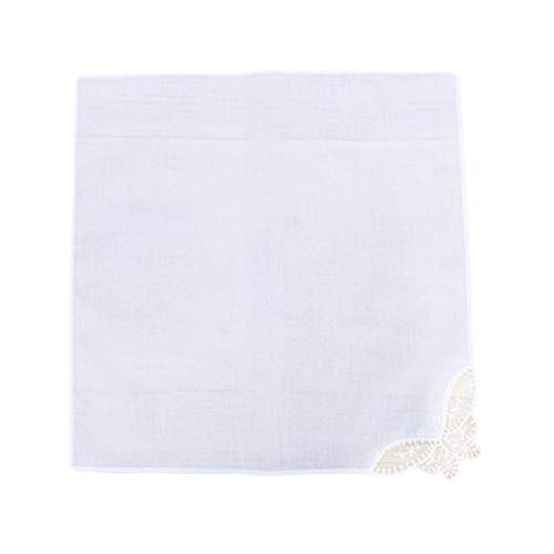 GUMEI Pañuelos Cuadrados Blancos Lisos 28x28 cm para Mujer, pañuelos de Ganchillo con Encaje de Mariposa, Esquina Nupcial, servilleta de algodón DIY, Toalla de Bolsillo
