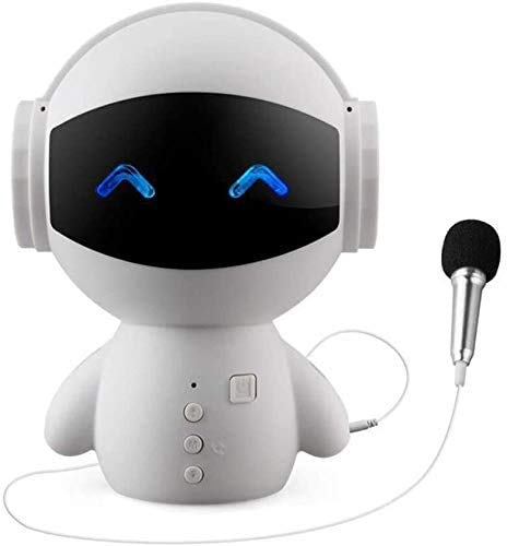 Gymqian Byy Smart Robot Bluetooth Altavoz de Bluetooth Mini Robot Smart Robot Super Bass Portátil Mobile Power Bluetooth Altavoz Música Inalámbrica Bluetooth Altavoz, Blanco Vida de