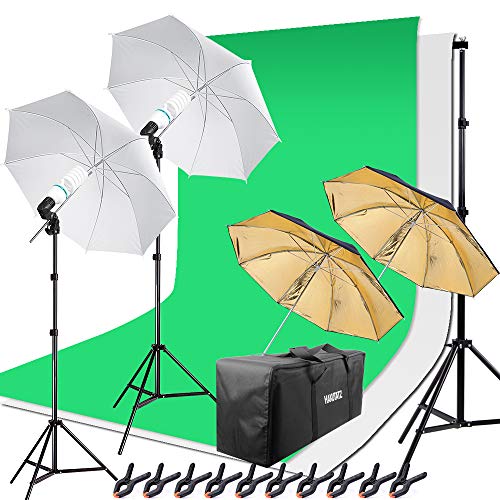 HAKUTATZ® Juego de Estudio fotográfico Profesional Studio lámpara Studio Sets Sistema de Fondo lámpara Trípode Softbox fotografía con Funda