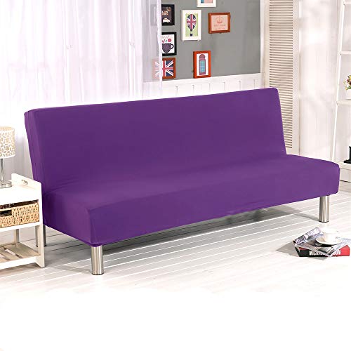 Hengweiuk Funda para sofá sin brazos, color sólido, 3 plazas, fundas para sofá y cama, modernas, elásticas, de poliéster, spandex, protector de futón, funda plegable para sofá o futón,
